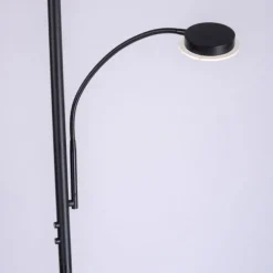 LED-Stehleuchte, schwarz, dimmbar, Touchdimmer, Lesearm, Fluterkopf einstellbar