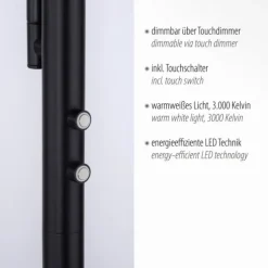 LED-Stehleuchte, schwarz, dimmbar, Lesearm, Deckenfluter