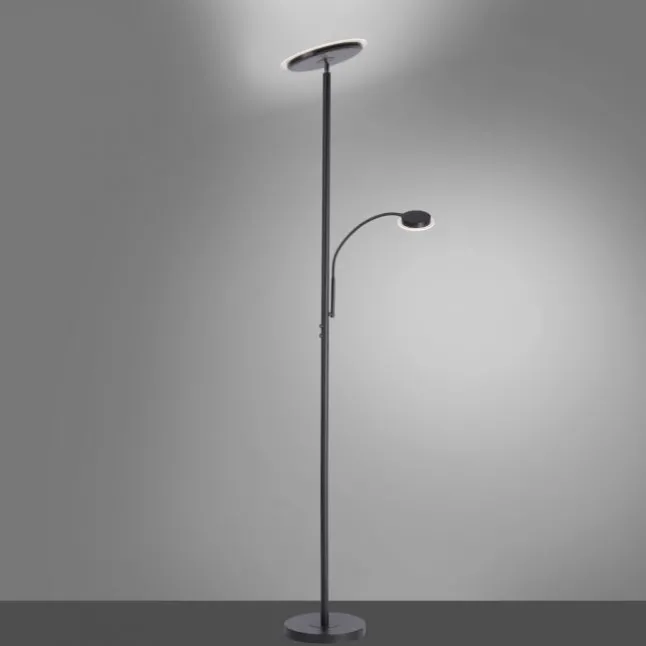 LED Stehleuchte, schwarz, dimmbar, Lesearm zuschaltbar,