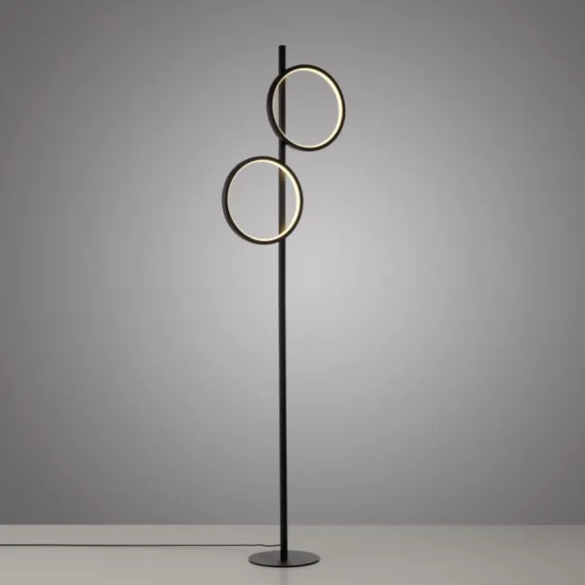 LED Stehleuchte schwarz schlichtes Design Fußschalter warmweiß