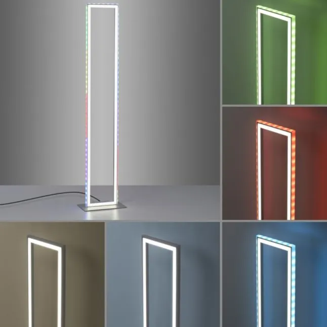 LED Stehleuchte silber farbig Fußschalter dimmbar Sidelight RGB Rainbow