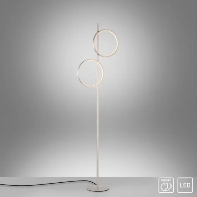 LED Stehleuchte silber schlichtes Design Fußschalter warmweiß