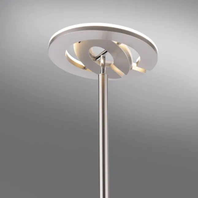 LED-Stehleuchte, stahlfarben, App, Fernbedienung, dimmbar