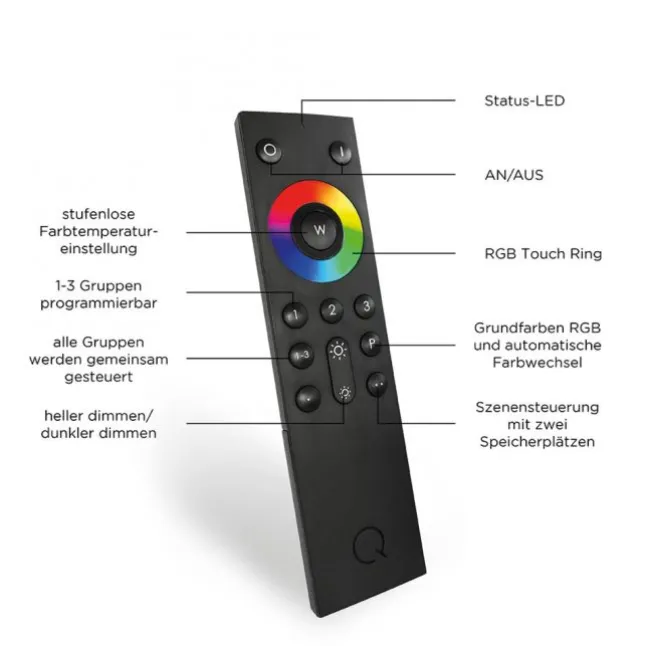 LED-Stehleuchte, stahl, Lichtfarbsteuerung, Fernbedienung, Dimmfunktion