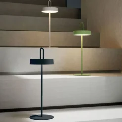 LED Tischlampe grün Akku Touchdimmer spritzwassergeschützt USB
