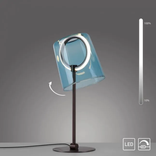 LED Tischleuchte blau dimmbar per Schnurdimmer Beistelllampe