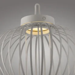 LED Tischleuchte D=36cm greige Akkulampe USB IP44 dimmbar per Touch