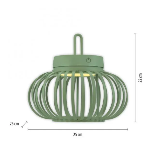 LED Tischleuchte D=25cm grün Akkulampe USB IP44 dimmbar per Touch