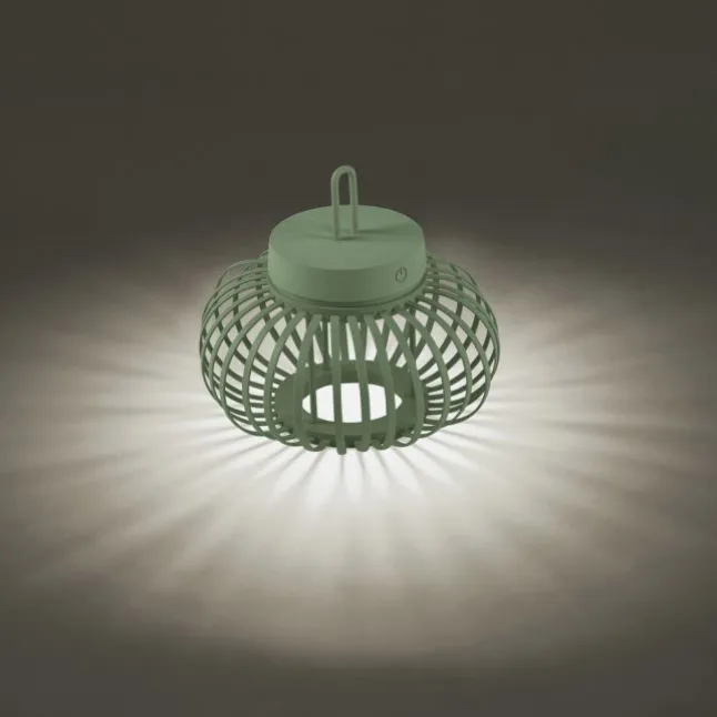 LED Tischleuchte D=25cm grün Akkulampe USB IP44 dimmbar per Touch