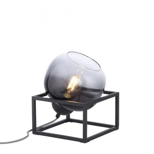 LED Tischleuchte 1 flammig schwarz Rauchglas modern Wohnlampe