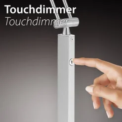 LED Tischleuchte messing farbig rund Touchdimmer zeitloses Design