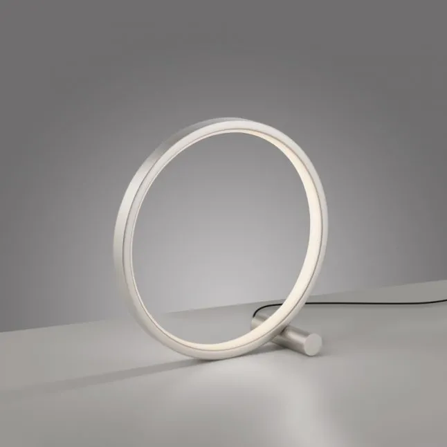 LED Tischleuchte silber ring minimalistisch Schnurschalter Beistellampe