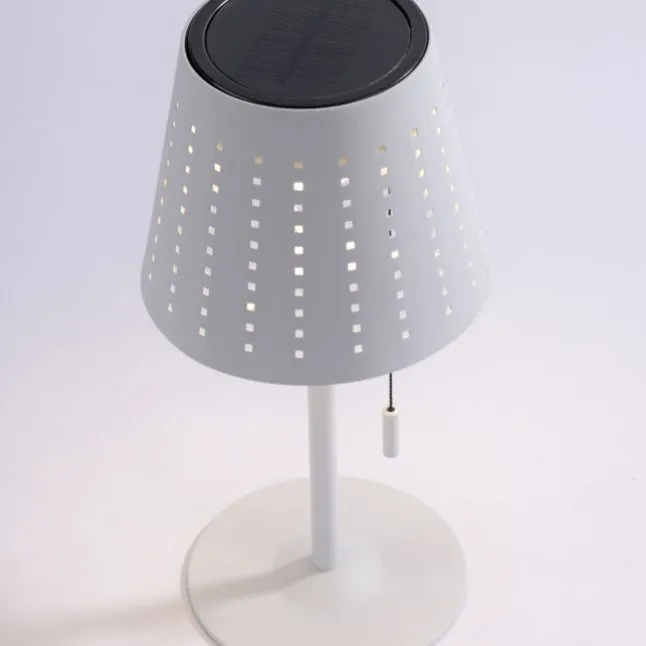 LED Tischleuchte, weiss, dimmbar, solarbetrieben, modern, kabellos