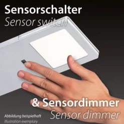 LED-Unterbauleuchten, 3er Set, Aluminium, inkl. Zuleitung, Sensorschalter