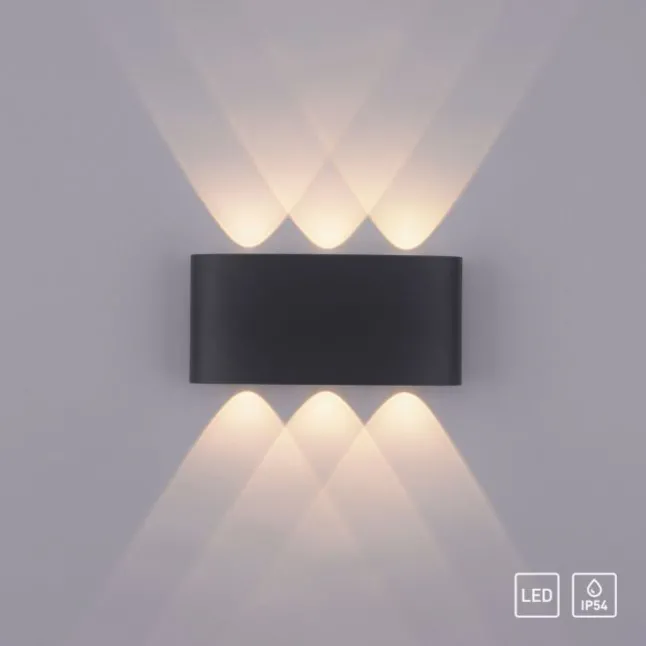 LED Wandlampe 6 flammig anthrazit farbig Außenlampe Innenlampe dekorativ