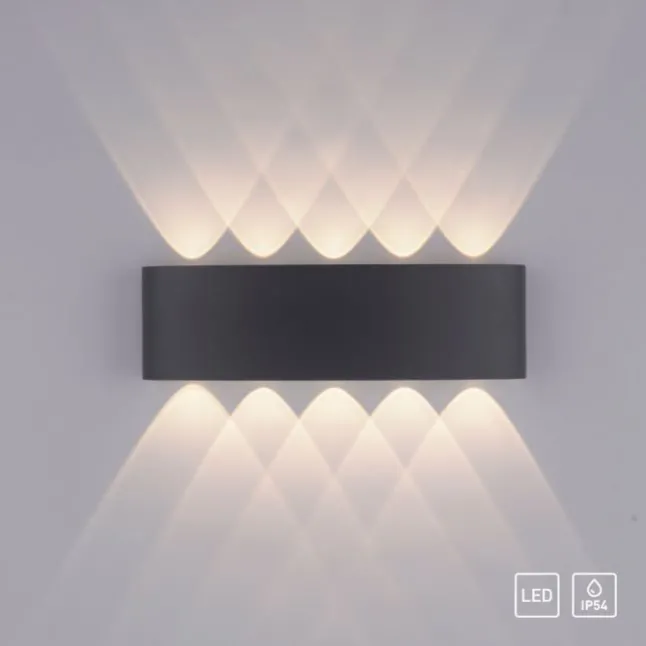 LED Wandlampe 10 flammig anthrazit farbig Außenlampe Innenlampe dekorativ