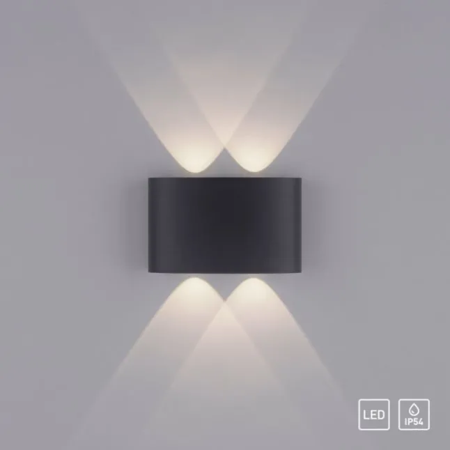 LED Wandlampe 4 flammig anthrazit farbig Außenlampe Innenlampe dekorativ