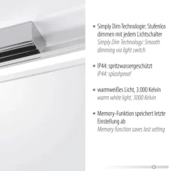 LED-Wandleuchte, warmweiße Lichtfarbe, spritzwassergeschützt, modern