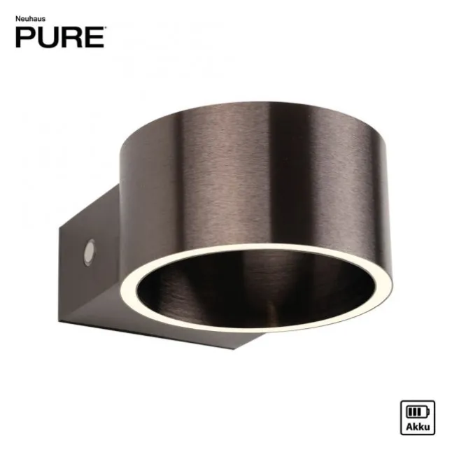 Paul Neuhaus Akku Wandleuchte PURE Clipse dark metal brown