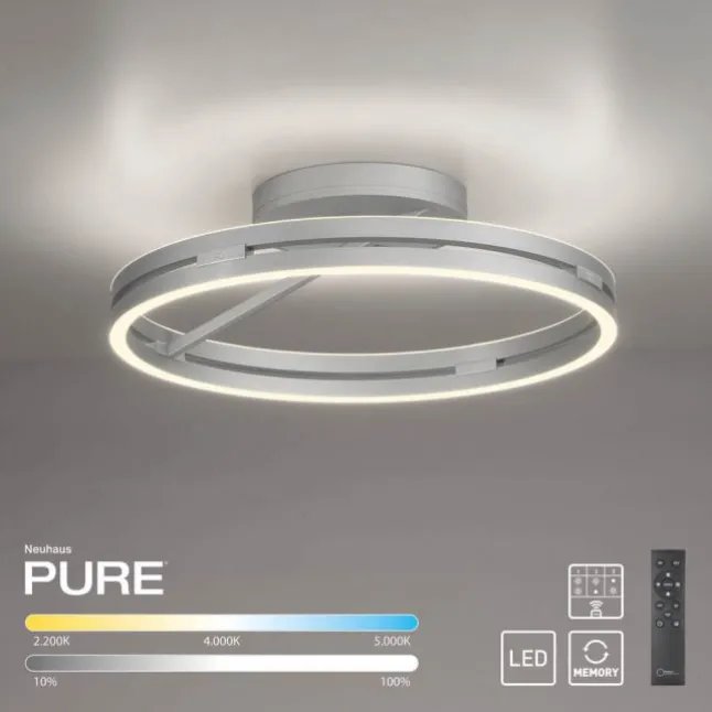 Paul Neuhaus LED Deckenleuchte PURE Loop stone (alu) Fernbedienung