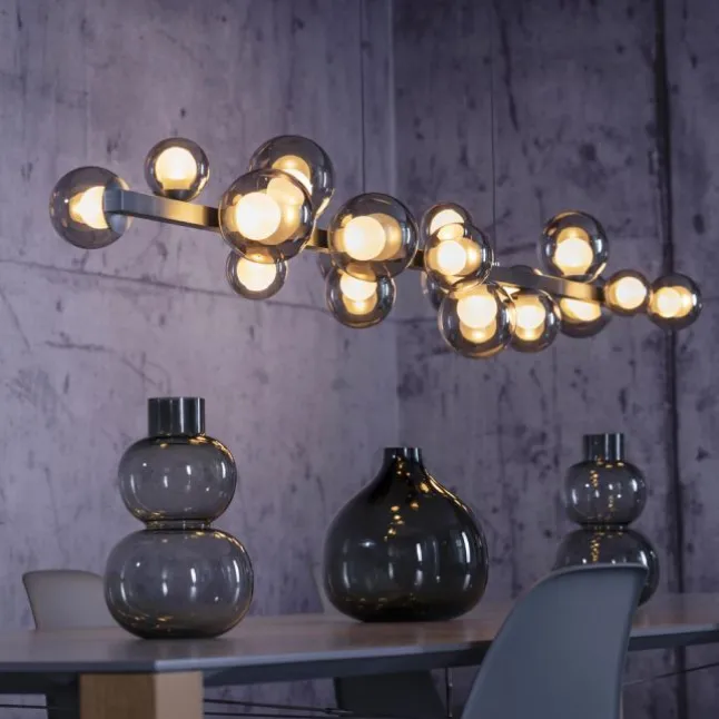 Paul Neuhaus LED Pendelleuchte PURE E-Popup,platin (grau), elektrisch höhenverstellb., dimmbar