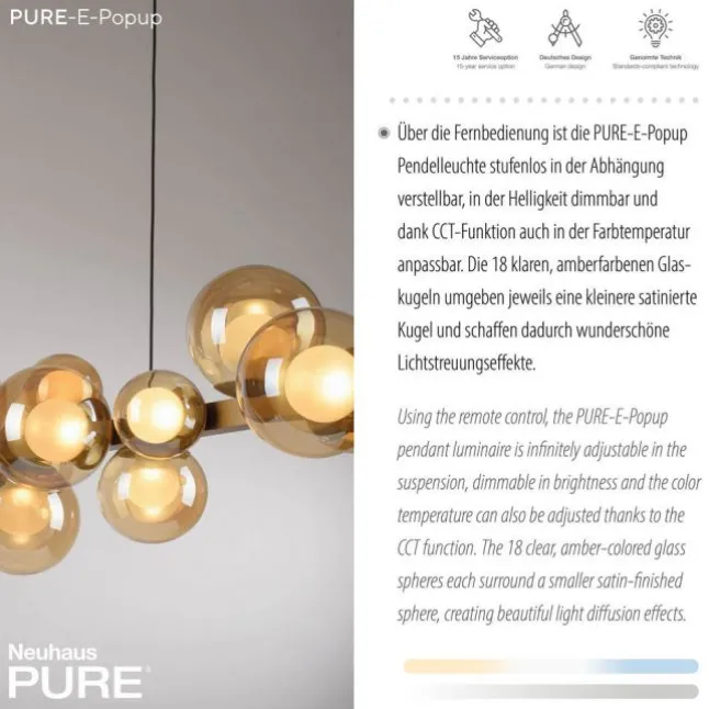 Paul Neuhaus LED Pendelleuchte PURE E-Popup bronce elektrisch