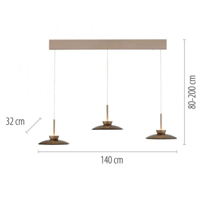Paul Neuhaus LED Pendelleuchte PURE Moon bronce 3 flammig Lift dimmbar