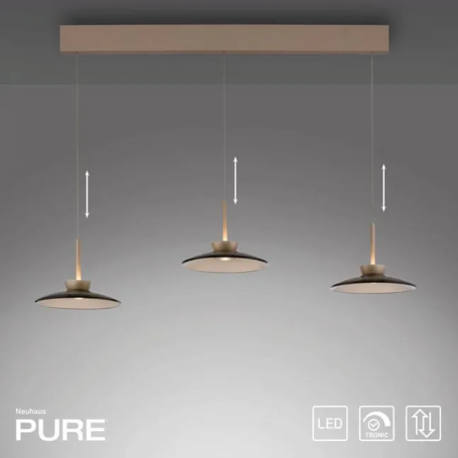 Paul Neuhaus LED Pendelleuchte PURE Moon bronce 3 flammig Lift dimmbar