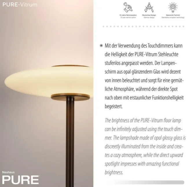 Paul Neuhaus LED Stehleuchte PURE Vitrum Glas dark-metal brown