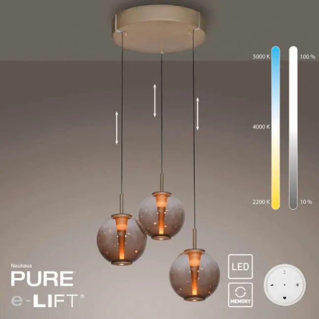 Paul Neuhaus Pendelleuchte PURE E-Infinity bronce mit e-Lift Funktion