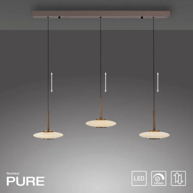 Paul Neuhaus Pendelleuchte PURE Vitrum 3 flammig dark-metal brown