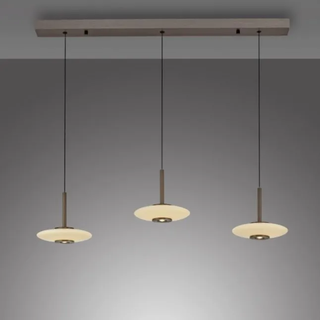 Paul Neuhaus Pendelleuchte PURE Vitrum 3 flammig dark-metal brown