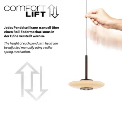 Paul Neuhaus Pendelleuchte PURE Vitrum 3 flammig dark-metal brown