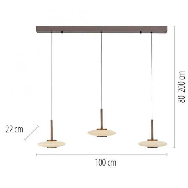 Paul Neuhaus Pendelleuchte PURE Vitrum 3 flammig dark-metal brown