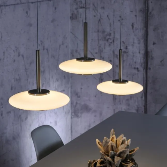 Paul Neuhaus Pendelleuchte PURE Vitrum 3 flammig dark-metal brown