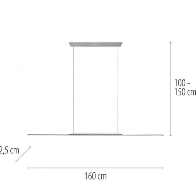 Paul Neuhaus Pendelleuchte PURE Surface platin (grau) 160x25 höhenverstellbar