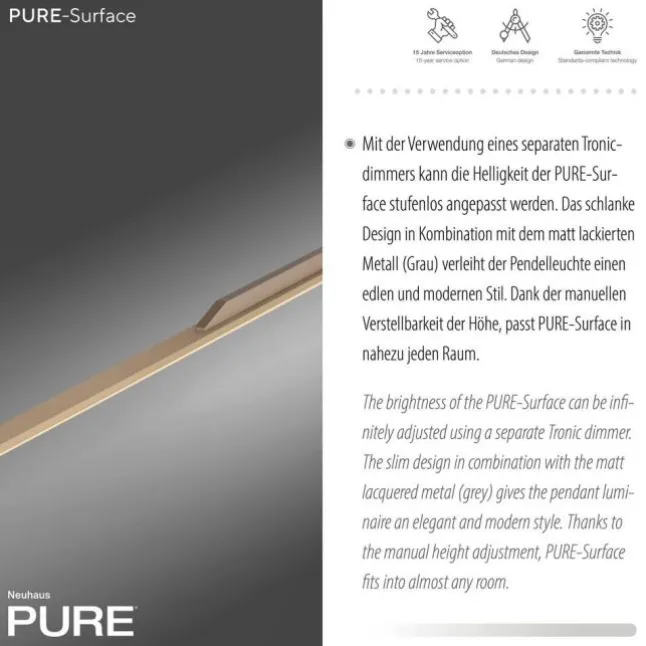 Paul Neuhaus Pendelleuchte PURE Surface bronce 160x25 höhenverstellbar