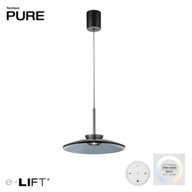Paul Neuhaus PURE E-Moon Pendelleuchte platin (grau) elektrisch Fernbedienung