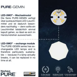 Paul Neuhaus PURE Gemin LED Pendelleuchte aluminium gebürstet 10 flammig