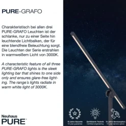 Paul Neuhaus PURE Grafo LED Tischlampe schwarz schwenkbar dimmbar