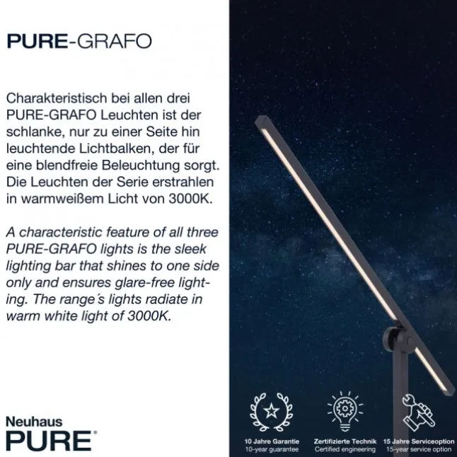 Paul Neuhaus PURE Grafo LED Tischlampe schwarz schwenkbar dimmbar