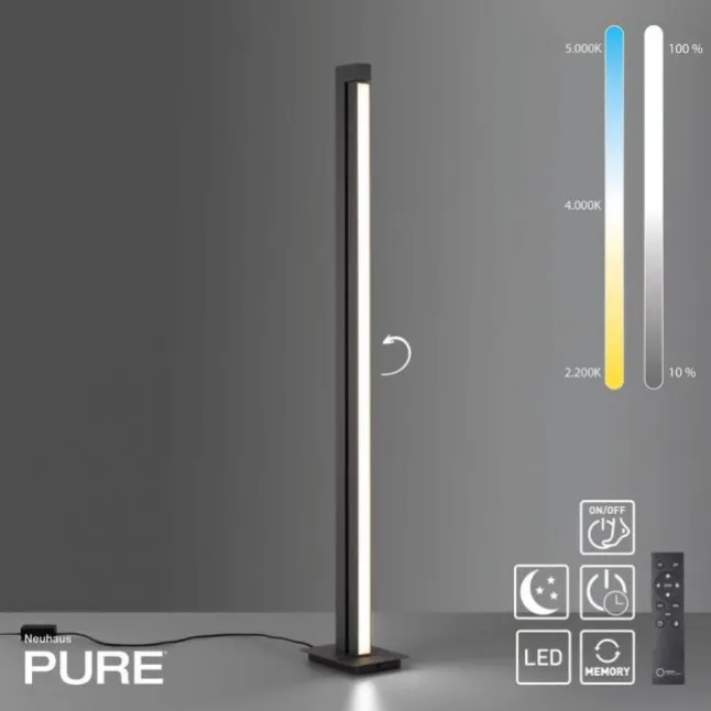 Paul Neuhaus PURE Lines Floor LED Stehleuchte graphite dimmbar drehbar Schalter