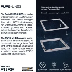 Paul Neuhaus PURE Lines Square LED Deckenleuchte diamond (alu) 55x55cm dimmbar