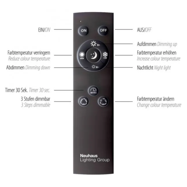 Paul Neuhaus PURE Mira LED Deckenleuchte black pearl 4 flammig dimmbar CCT Memory