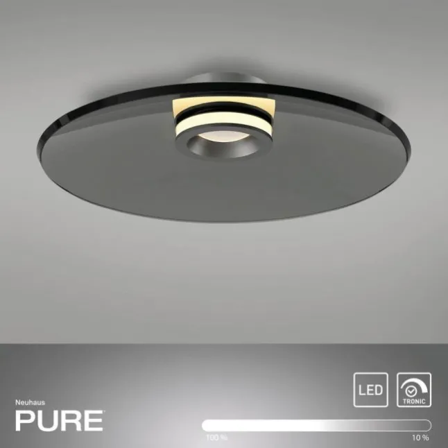 Paul Neuhaus PURE Moon Deckenleuchte platin (grau) dimmbar Wohnzimmer Küche