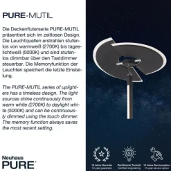 Paul Neuhaus PURE Mutil LED Deckenfluter graphite Leselicht dimmbar