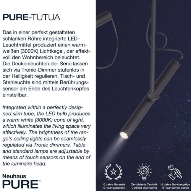 Paul Neuhaus PURE Tutua LED Stehleuchte schwarz dimmbar kurzer Leuchtenkopf