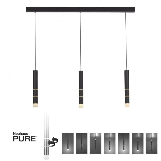 Paul Neuhaus PURE Vega LED Pendelleuchte schwarz 3 flammig mit Lichtmodi
