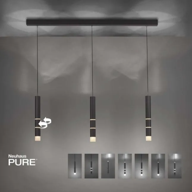 Paul Neuhaus PURE Vega LED Pendelleuchte schwarz 3 flammig mit Lichtmodi
