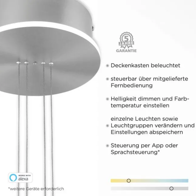 Paul Neuhaus, Q-ETIENNE, LED Pendelleuchte stahl, Smart Home